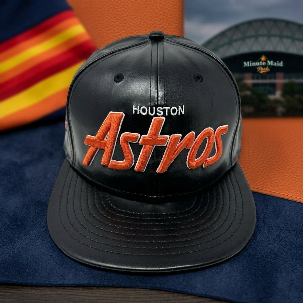 New Era 9FIFTY Houston Astros Faux Leather Snapback Hat Script Astrodome Patch